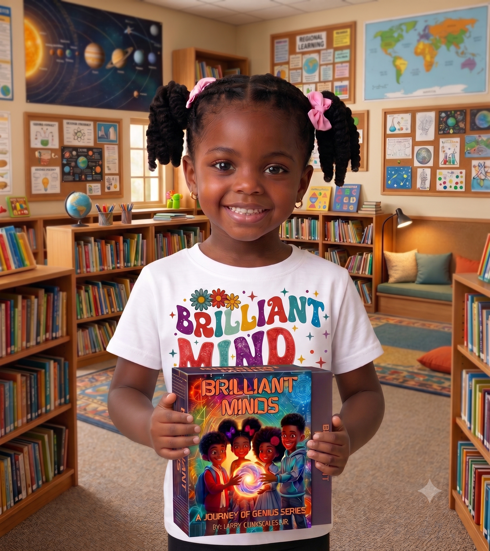 Book Set and Girls Flowers T-Shirt