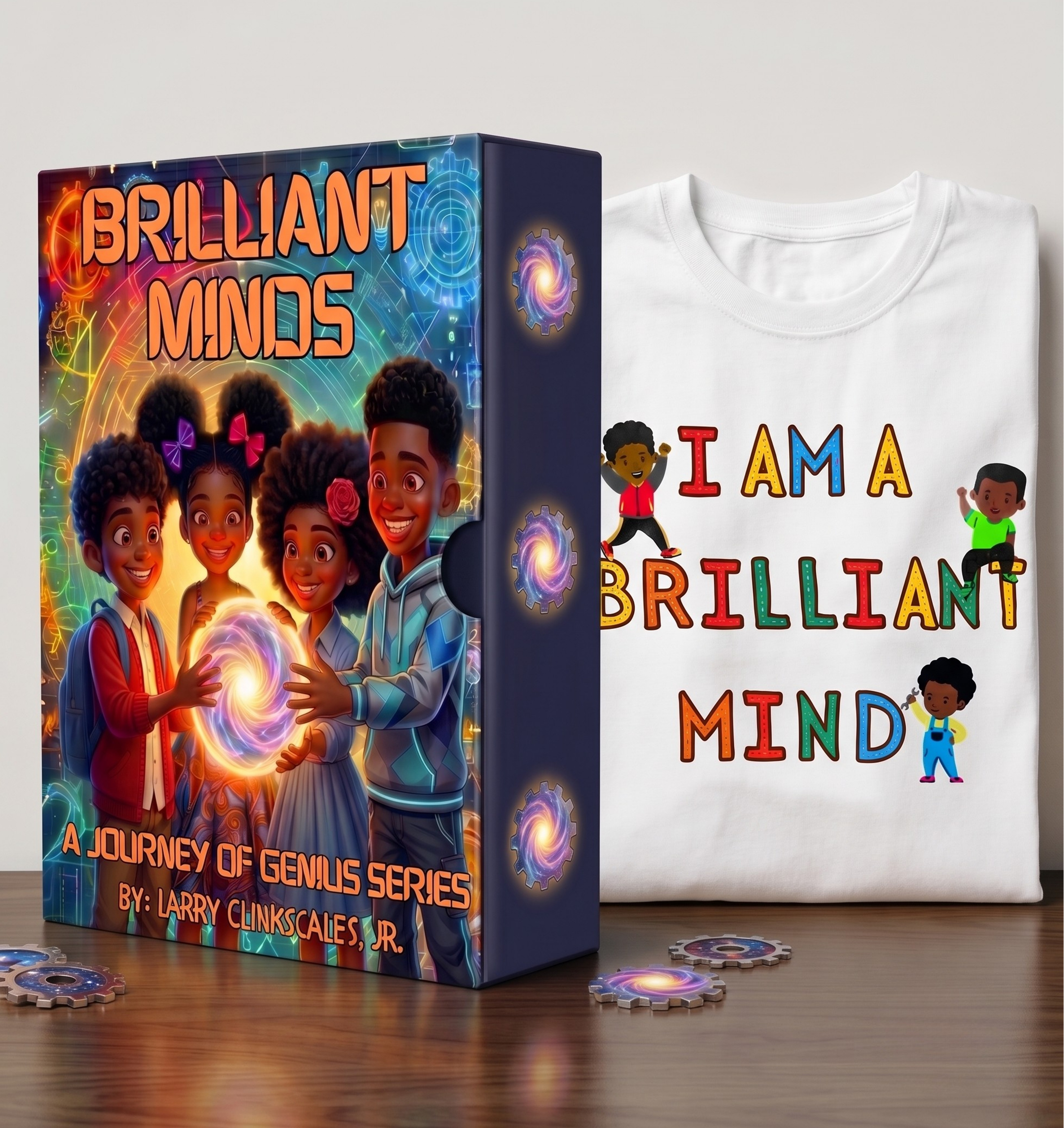 Book Set and I Am Brilliant Mind Boy Figures Shirt Bundle