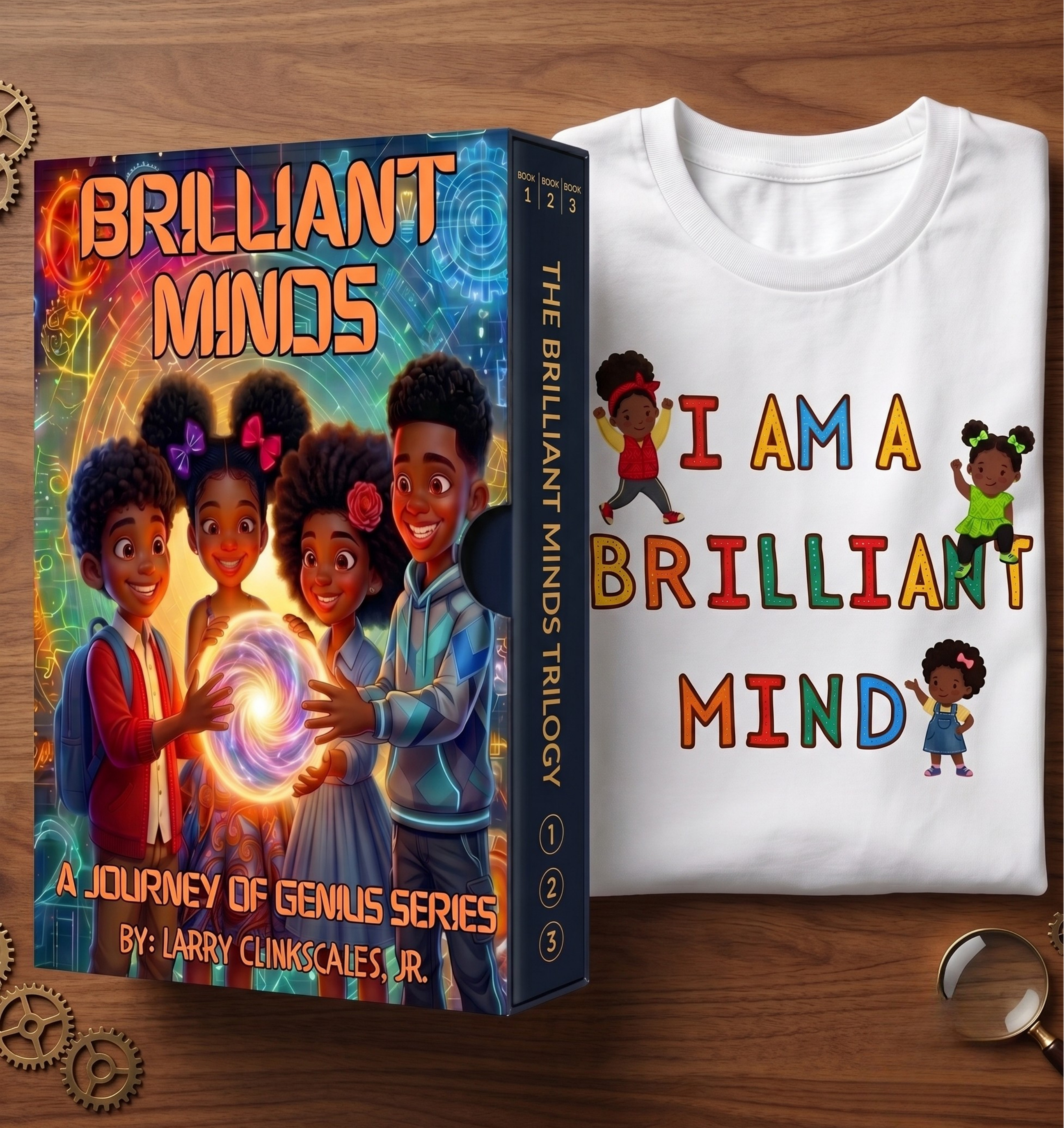 Book Set and I Am Brilliant Mind Girl Figures Shirt Bundle